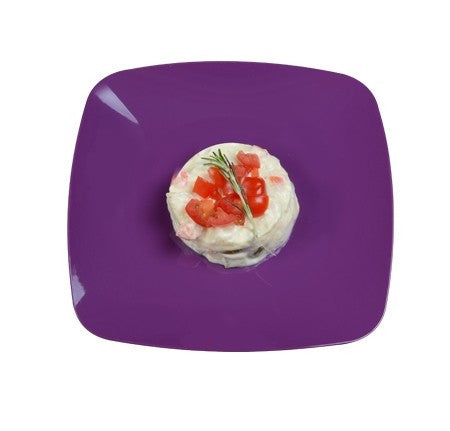 10 Pack 7.5" Square Plastic Purple/Mauve Salad Plates - Decodine