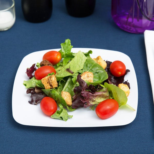 10 Pack 7.5" Square Plastic White Salad Plates - Decodine