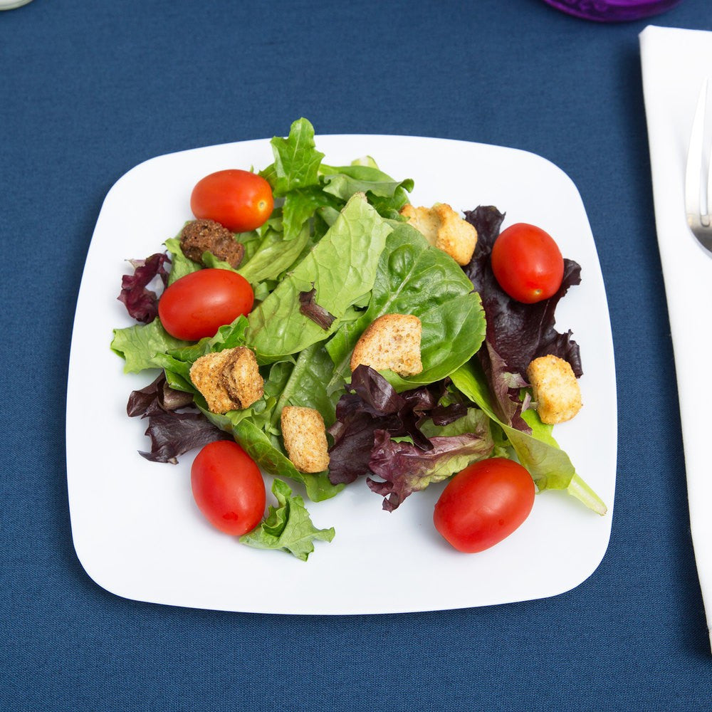 10 Pack 7.5" Square Plastic White Salad Plates - Decodine