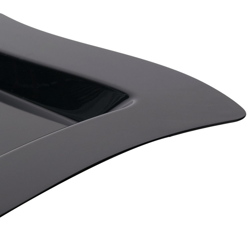 10 Pack 8" Square Wavy Black Plastic Appetizer Plates - Decodine