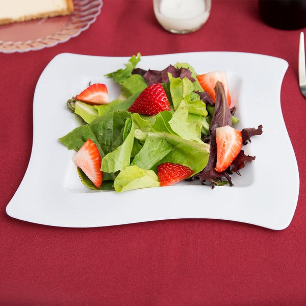 10 Pack 8" Square Wavy White Plastic Appetizer Plates - Decodine