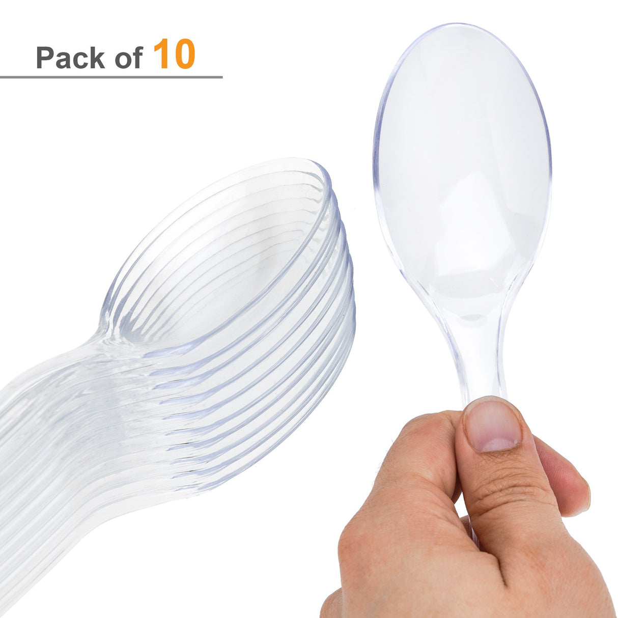10 Pack 8.5" Clear Plastic Serving Spoons - Decodine