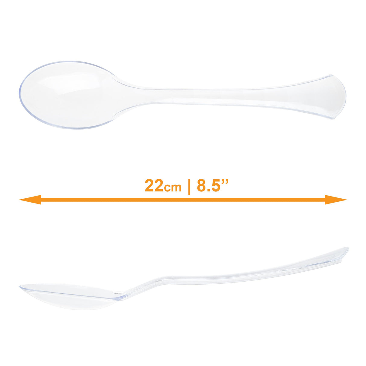10 Pack 8.5" Clear Plastic Serving Spoons - Decodine