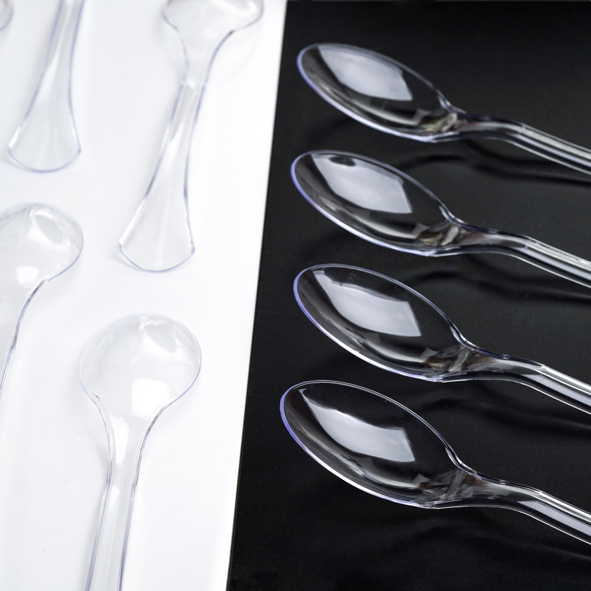 10 Pack 8.5" Clear Plastic Serving Spoons - Decodine