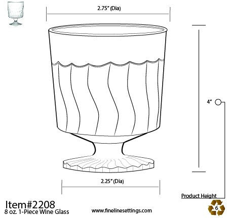 10 Pack 8oz Plastic Wine Glasses - Wine Cups - Decodine