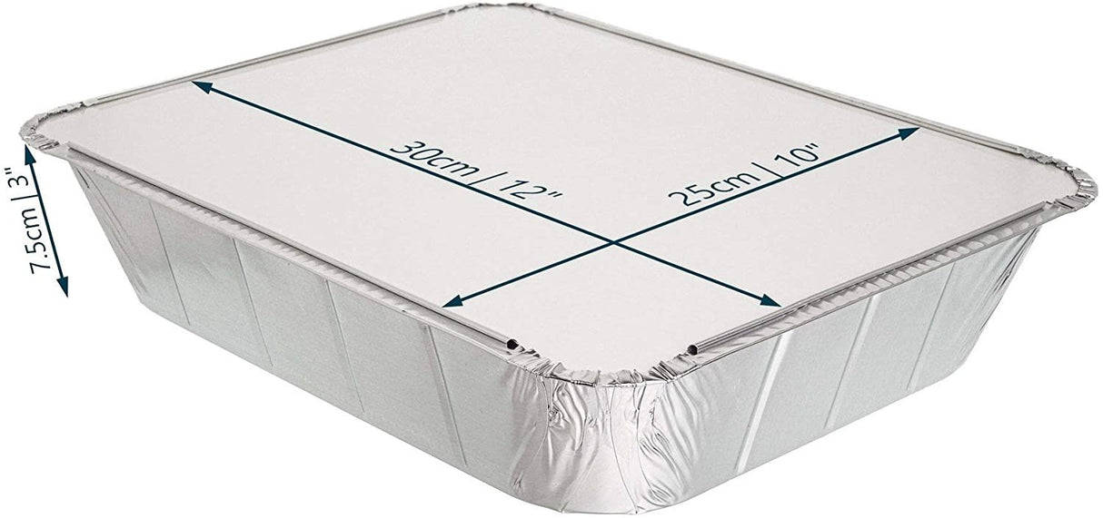 10 Pack Deep Rectangular 9" x 13" Aluminium Foil Container Trays with Lids - Decodine