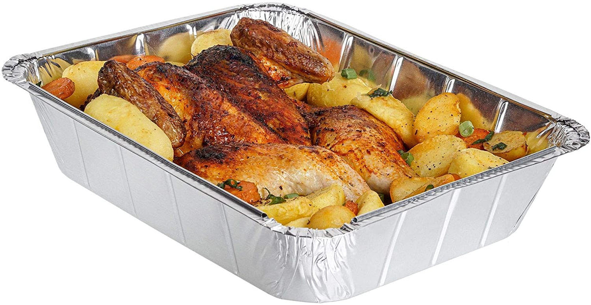 10 Pack Deep Rectangular 9" x 13" Aluminium Foil Container Trays with Lids - Decodine
