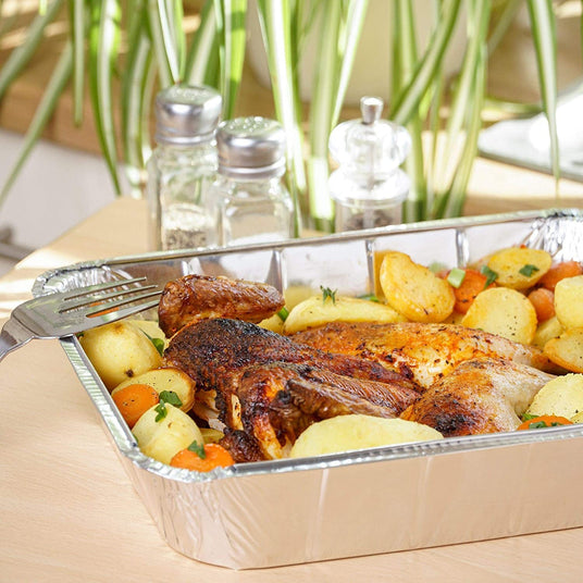 10 Pack Deep Rectangular 9" x 13" Aluminium Foil Container Trays with Lids - Decodine