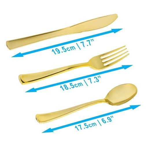 10 Pack Individual Gold Cutlery Sets Rolled In Napkin - Decodine