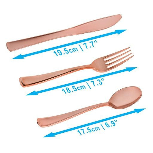 10 Pack Individual Rose Gold Cutlery Sets Rolled In Napkin - Decodine