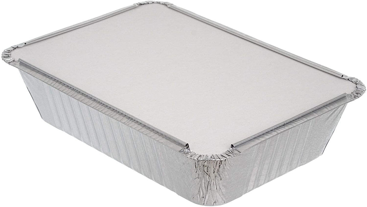 10 Pack Rectangular 1 Litre Aluminium Foil Container Trays with Lids - Decodine