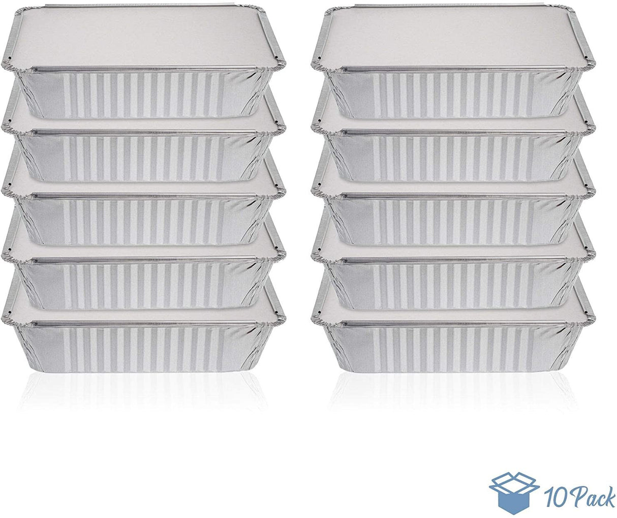 10 Pack Rectangular 1 Litre Aluminium Foil Container Trays with Lids - Decodine
