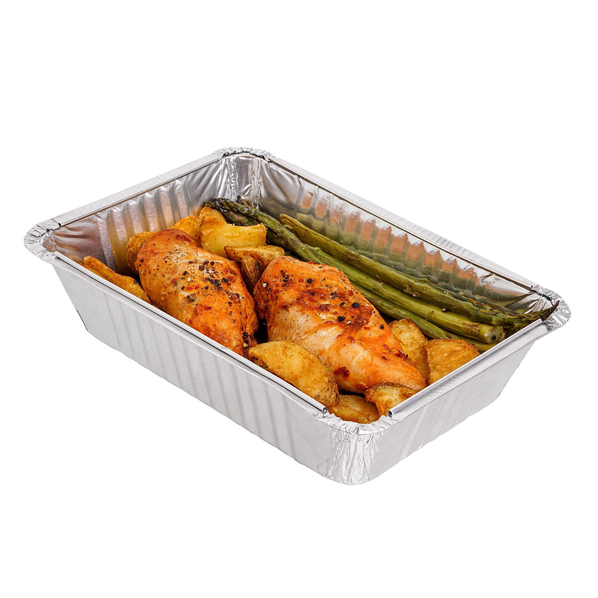10 Pack Rectangular 1 Litre Aluminium Foil Container Trays with Lids - Decodine