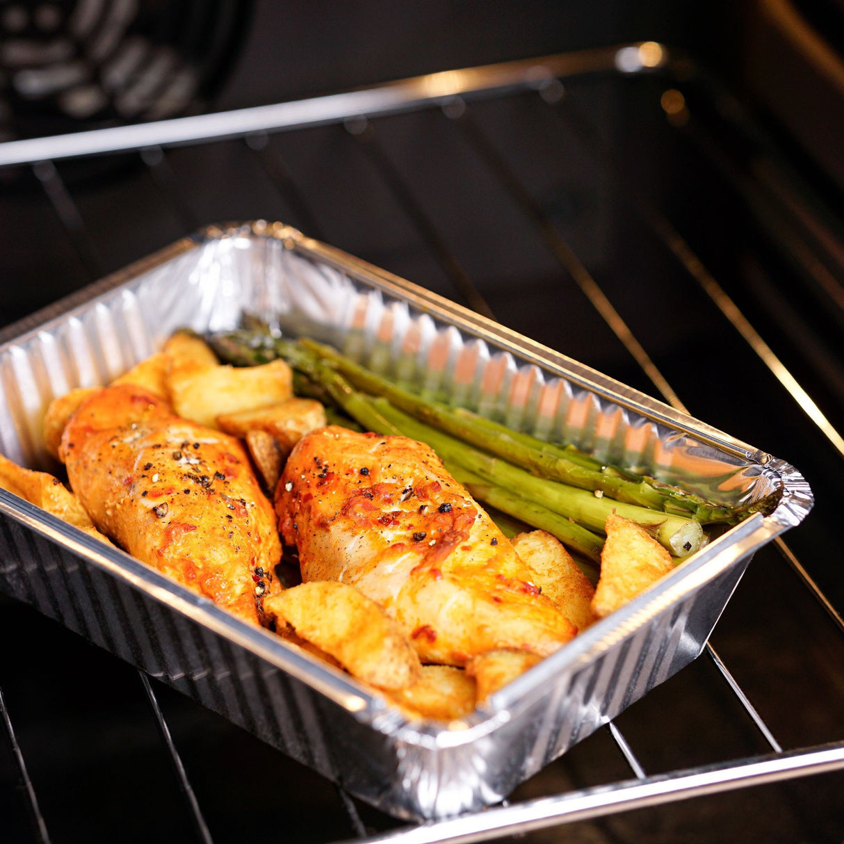 10 Pack Rectangular 1 Litre Aluminium Foil Container Trays with Lids - Decodine