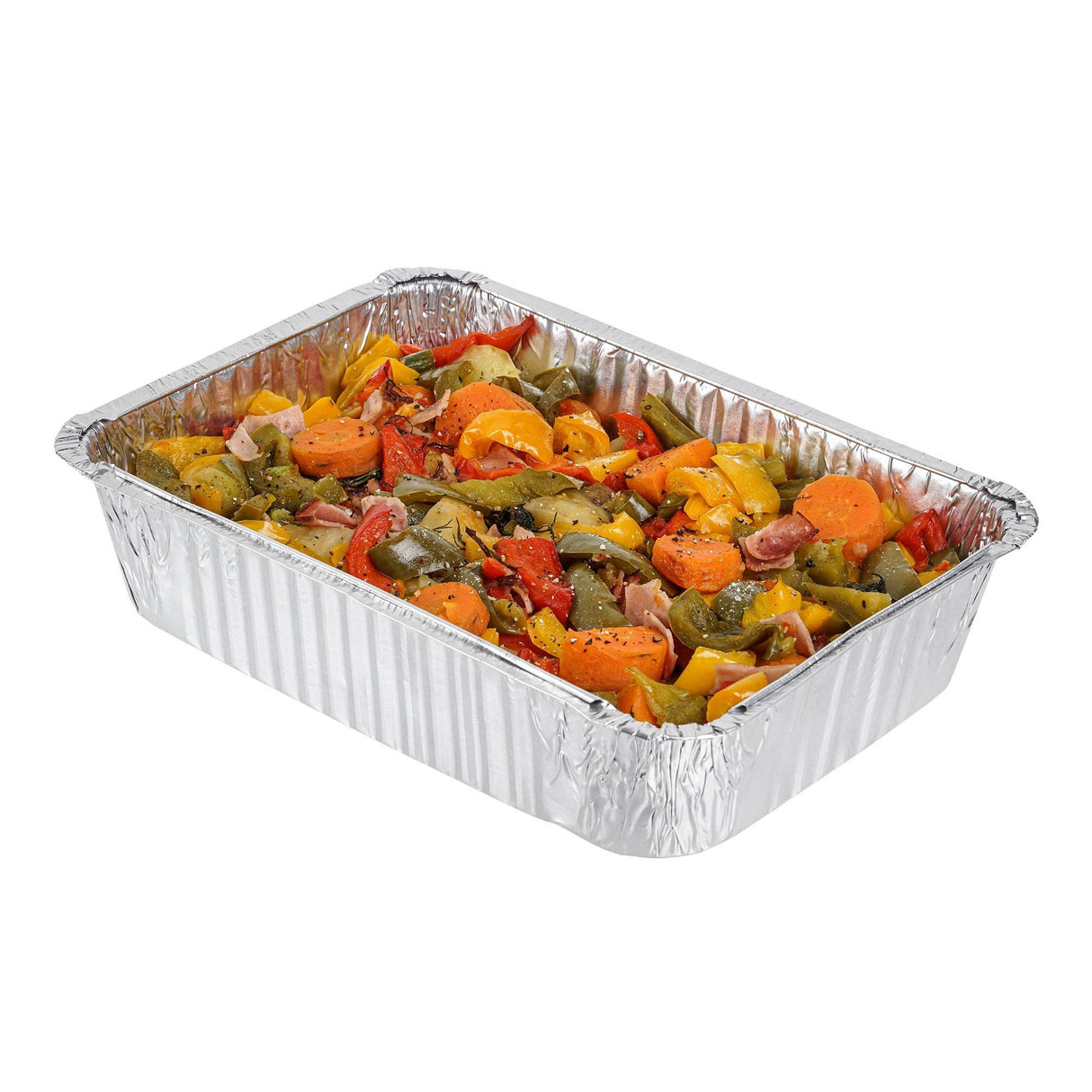 10 Pack Rectangular 2 Litre Aluminium Foil Container Trays with Lids - Decodine