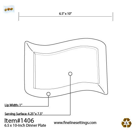 10 Pack Rectangular 6.5" x 10" Wavy Designed Plastic Clear Salad Plates - Decodine