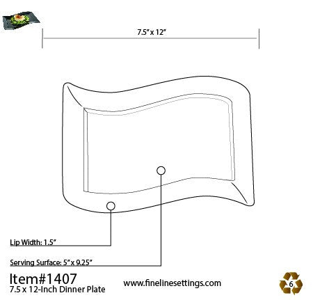 10 Pack Rectangular 7.5" x 12" Wavy Designed Plastic White Luncheon Plates - Decodine