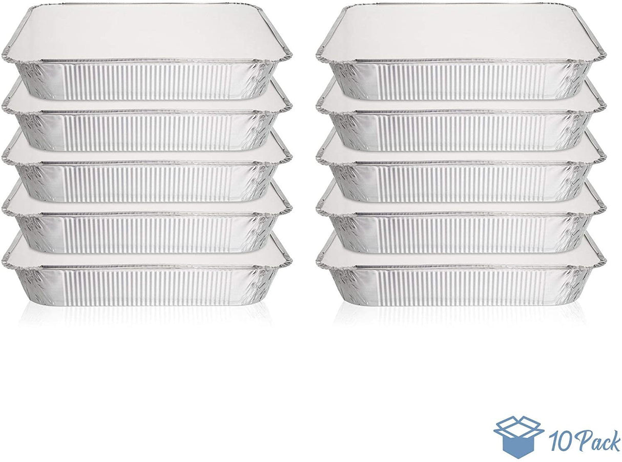 10 Pack Rectangular 9" x 13" Aluminium Foil Container Trays with Lids - Decodine