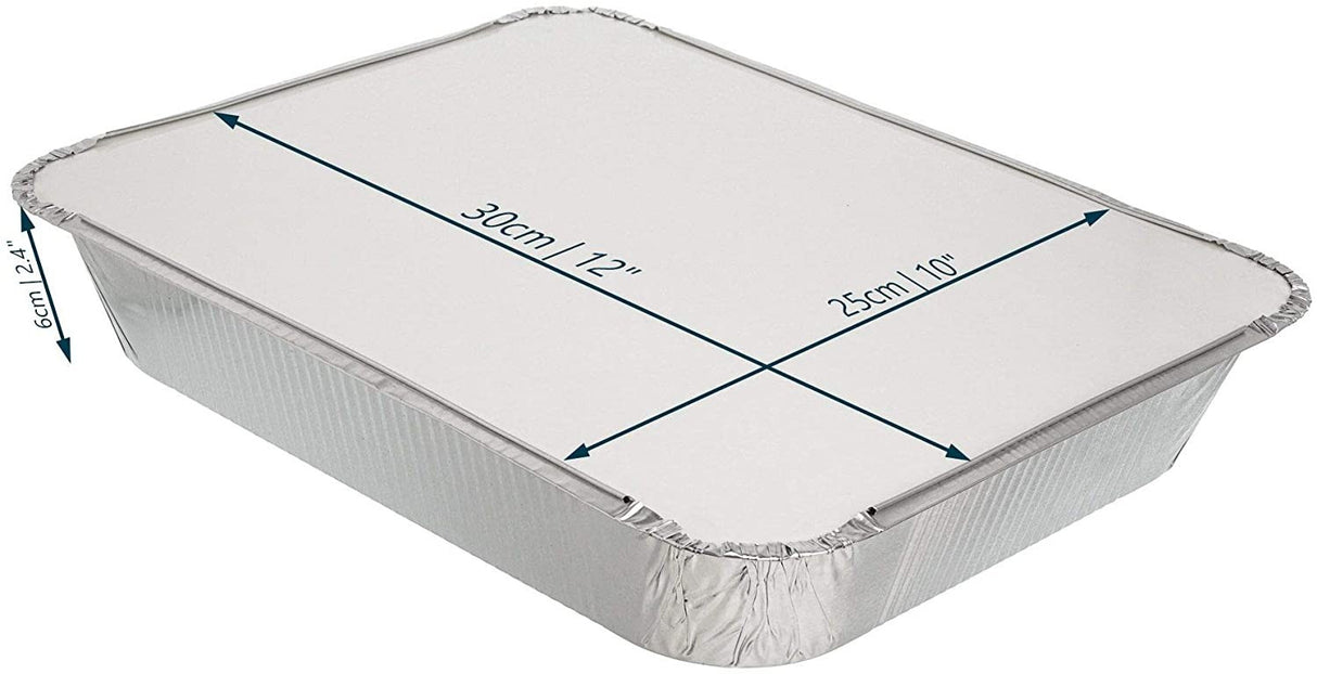 10 Pack Rectangular 9" x 13" Aluminium Foil Container Trays with Lids - Decodine
