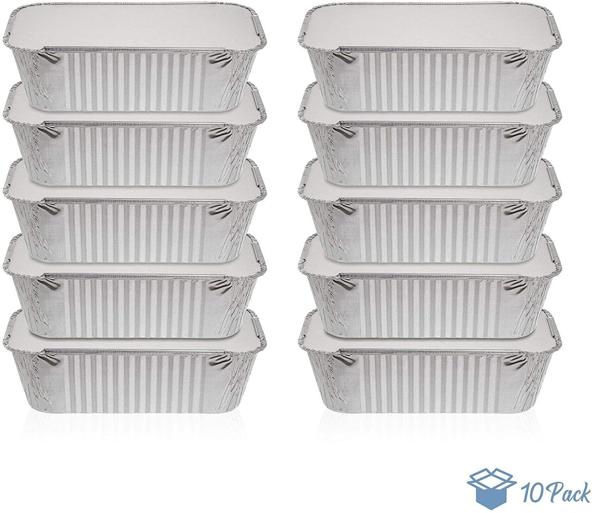 10 Pack Rectangular Large Loaf 1.5 Litre Aluminium Foil Container Trays with Lids - Decodine