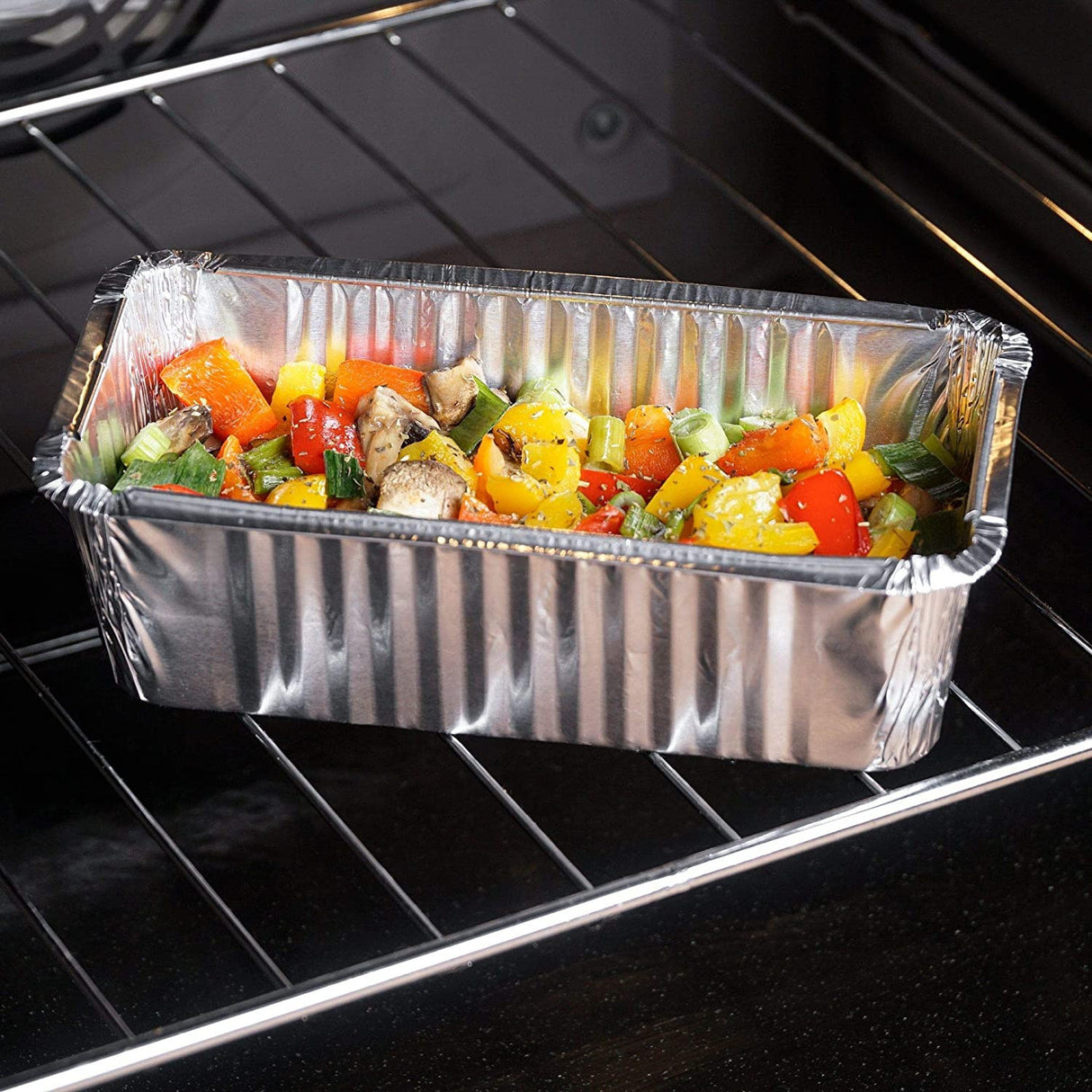 10 Pack Rectangular Medium Loaf Aluminium Foil Container Trays with Lids - Decodine