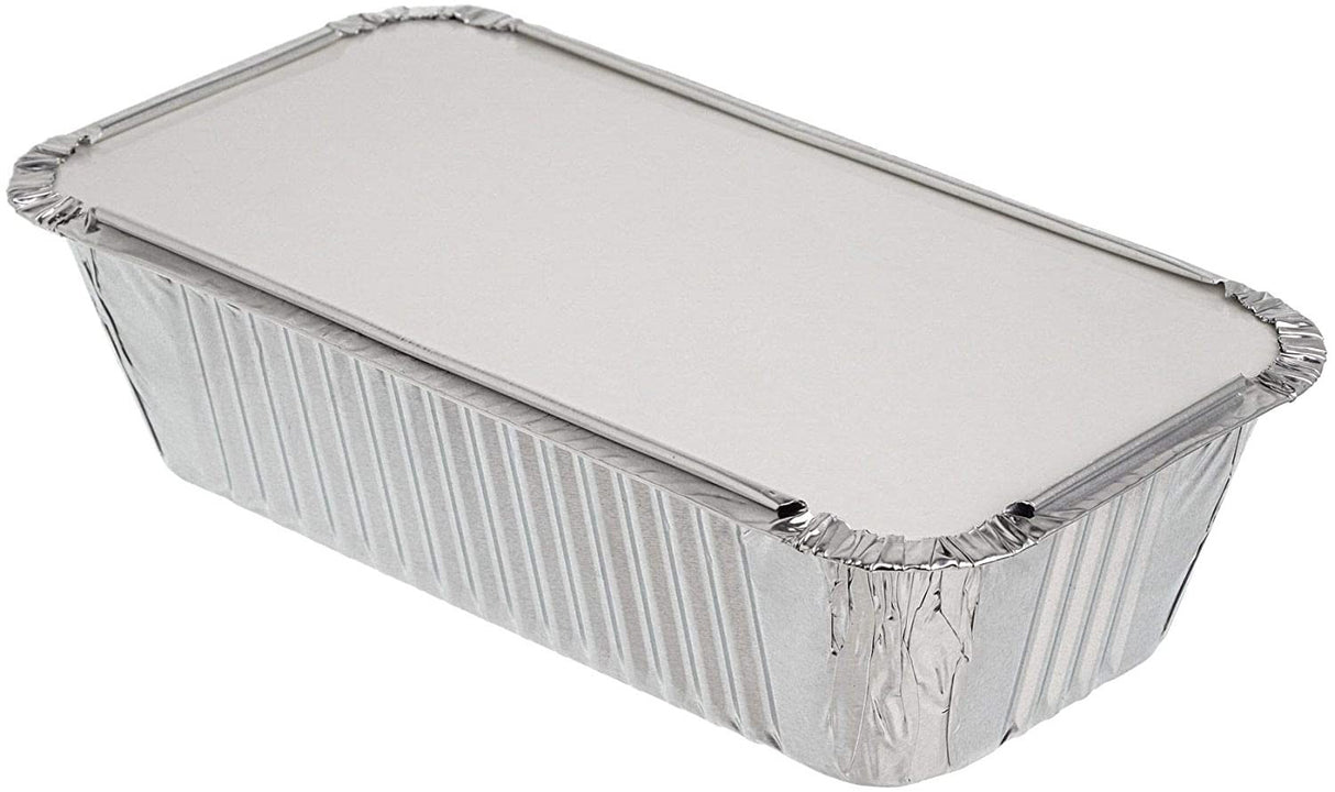 10 Pack Rectangular Small Loaf Aluminium Foil Container Trays with Lids - Decodine