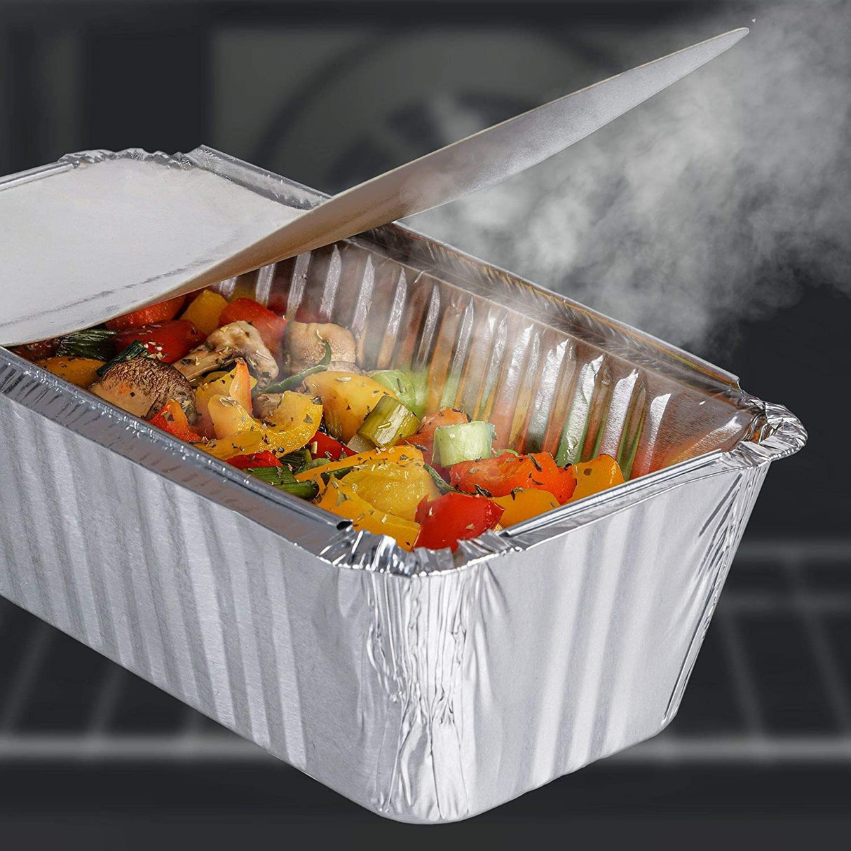 10 Pack Rectangular Small Loaf Aluminium Foil Container Trays with Lids - Decodine