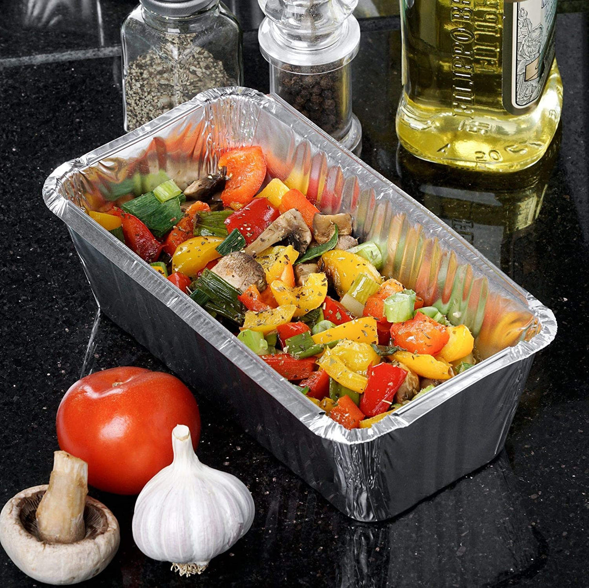 10 Pack Rectangular Small Loaf Aluminium Foil Container Trays with Lids - Decodine