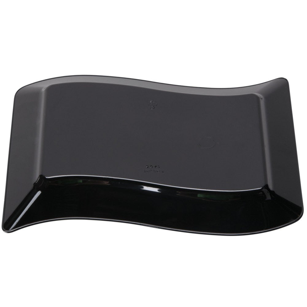10 Pack Rectangular Wavy Designed Plastic Black Dessert Plates "7.5 x "5.5 - Decodine