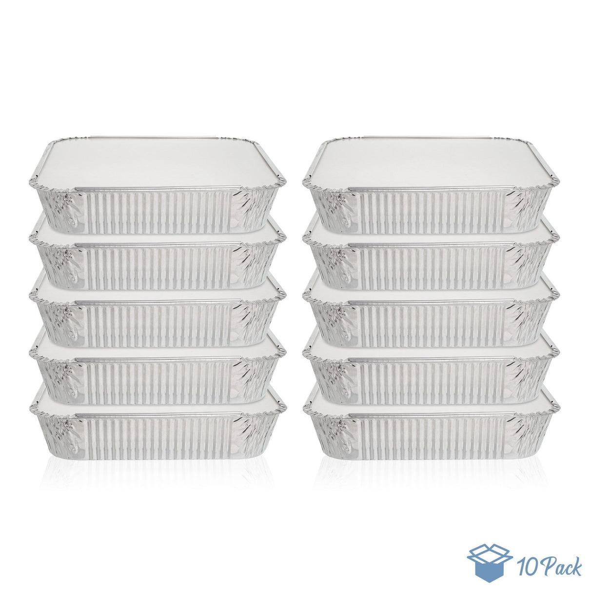 10 Pack Square 9" x 9" Aluminium Foil Container Trays with Lids - Decodine
