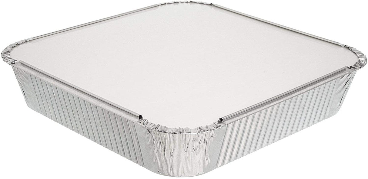 10 Pack Square 9" x 9" Aluminium Foil Container Trays with Lids - Decodine
