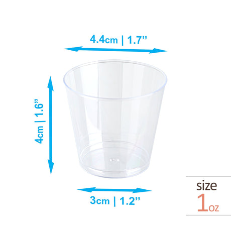 100 Pack 1oz Plastic Whisky Shot Glasses/Cups - Decodine