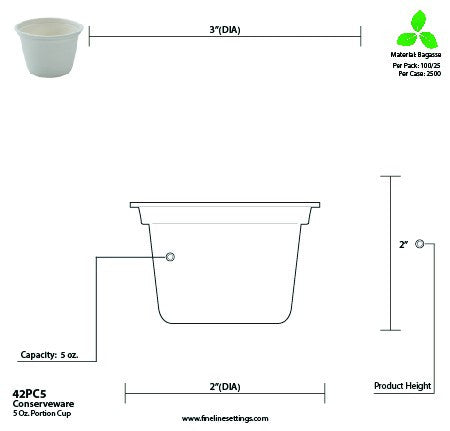 100 Pack Bagasse Portion Cup - Decodine