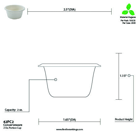 100 Pack Bagasse Portion Cup - Decodine
