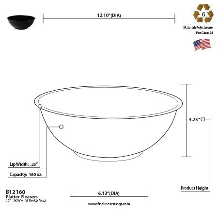 12" 160 oz Serving Bowl - Decodine