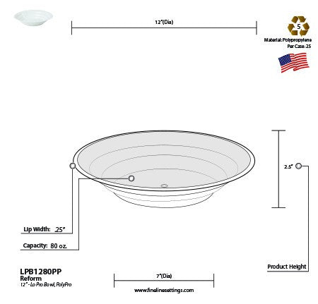 12" - 80 OZ. Black Low Profile Bowl - Decodine