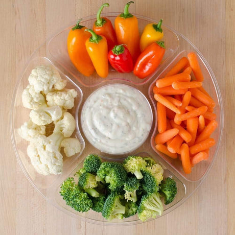12" Clear 5 Sectional Plastic Compartment Platter Tray - Decodine