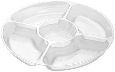 12" Clear 5 Sectional Plastic Compartment Platter Tray - Decodine
