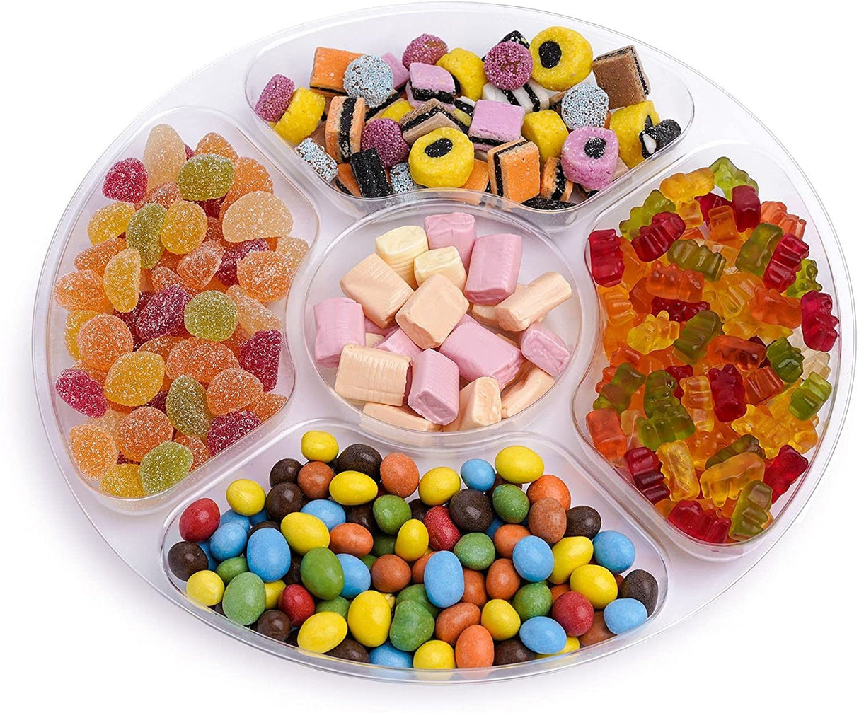 12" Clear 5 Sectional Plastic Compartment Platter Tray - Decodine