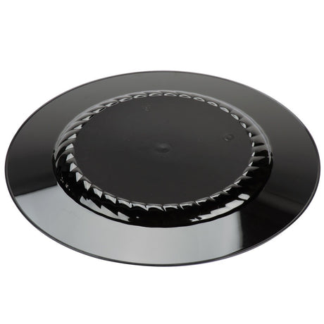 12 Pack 10.25" Round Plastic Dinner Plates - Black with Gold Rim - Decodine