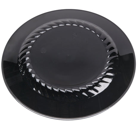 12 Pack 10.25" Round Plastic Dinner Plates - Black with Silver Rim - Decodine