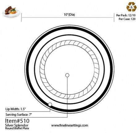 12 Pack 10.25" Round Plastic Dinner Plates - Bone with Gold Rim - Decodine
