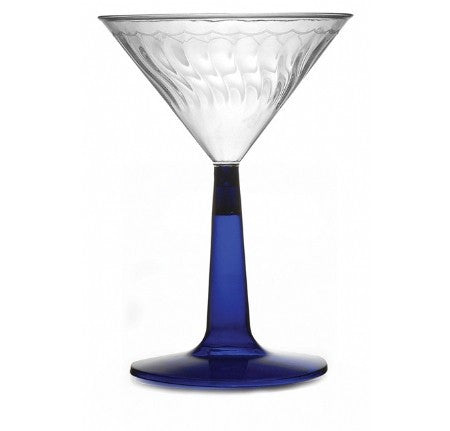 12 Pack 6oz Plastic Martini Cocktail Glasses with Blue Base - Decodine