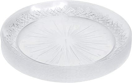 12 Pack 9" Clear Designed Dinner Plates - Decodine