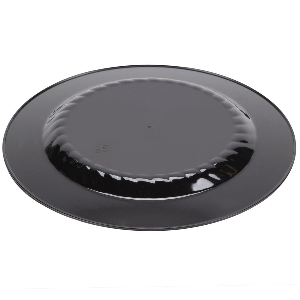 12 Pack 9" Round Plastic Plates - Black with Gold Rim - Decodine