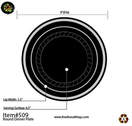 12 Pack 9" Round Plastic Plates - Bone with Gold Rim - Decodine