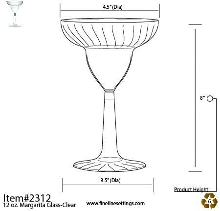 12 Pack Plastic Margarita Cocktail Glasses 12oz - Decodine