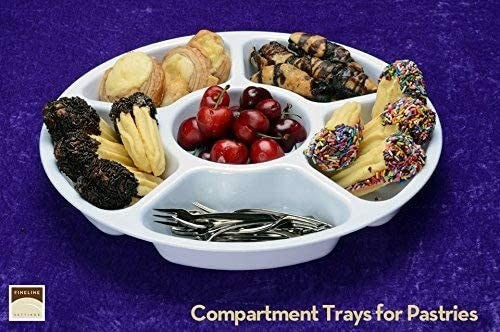 12" White 5 Sectional Plastic Compartment Platter Tray - Decodine