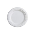 125 Pack 7" Round Bagasse Biodegradable White Disposable Plates - Decodine
