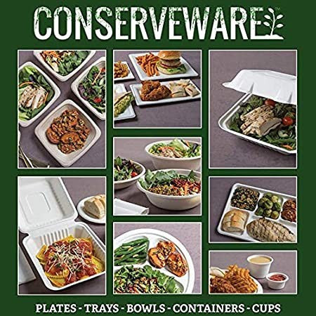 125 Pack 7" Round Bagasse Biodegradable White Disposable Plates - Decodine